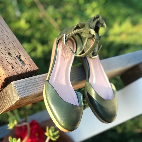 Charlotte Stone Shoes - Charlotte Stone Army Green Leather Sandals